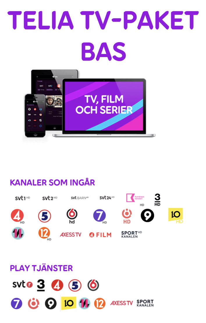 Bilden länkar till Telias TV-basutbud